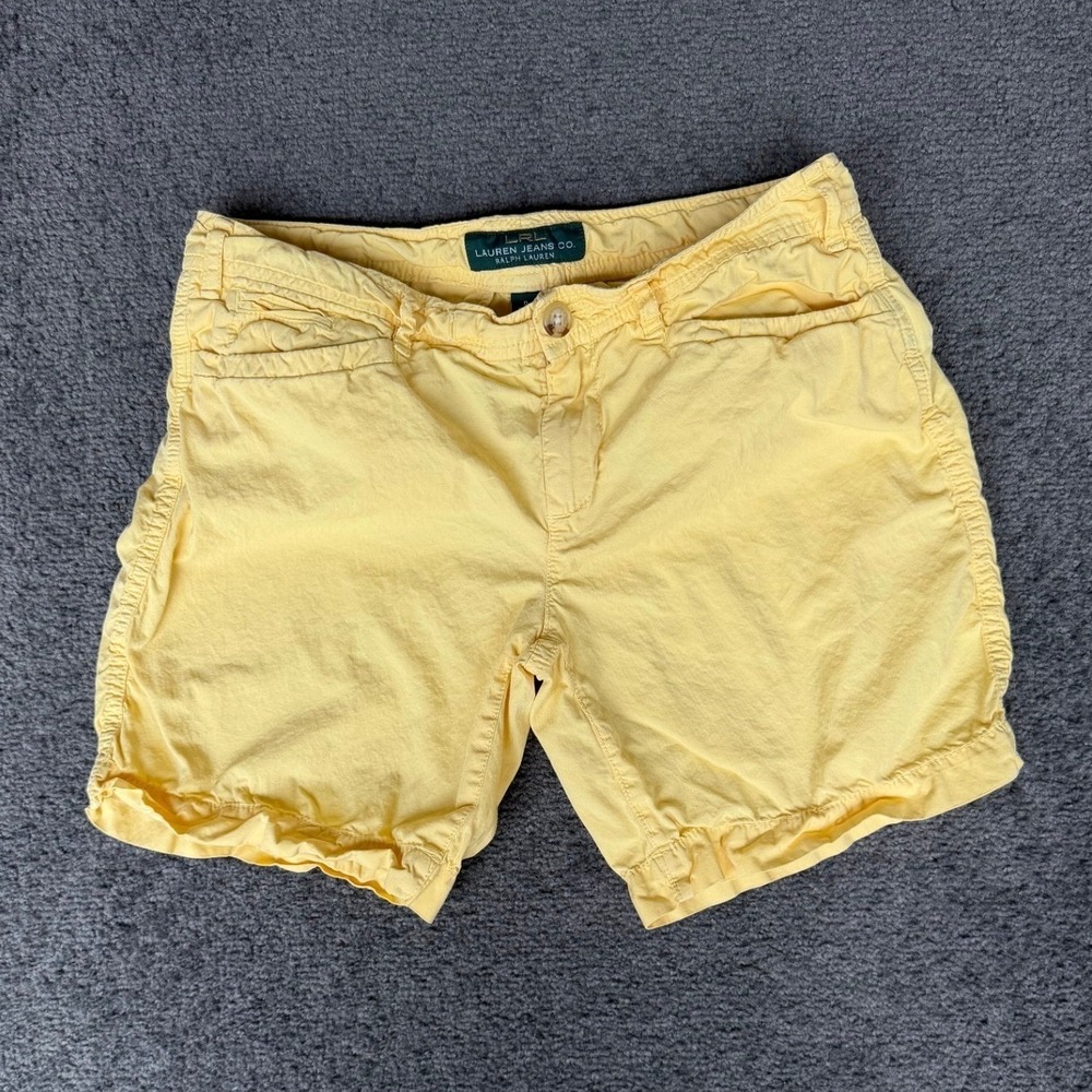Lauren Jeans Co Ralph Lauren Yellow Cotton Casual Shorts Womens Size 0 Mid Rise